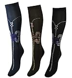 ( 3 Paar ) Damen-Kniestrümpfe mit Aufdruck aus superweicher Mikrofaser sehr blickdicht - 100% Made in Italy, Sort.1, Einheitsgröß