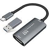 Capture Card, HDMI zu USB Audio Video Capture Karte mit Typ-C auf USB 3.0 Konverter, 4K HD 1080p 30fps Aufnahme Video Audio Grabber Spiel HDMI Capture Karte für Live Streaming Live B