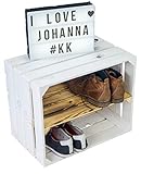 Neue weiße Massive Obstkiste Johanna mit geflammtem Mittelbrett längs/Zwischenbrettern ca 50x40x30cm Bücherregal/Schuhregalkiste Regalkiste Kistenregal Schuhschrank Apfelkiste/Weink