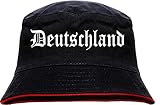 Deutschland Fischerhut - Altdeutsch - Bedruckt - Bucket Hat Anglerhut Hut S/M SchwarzR