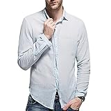 Hemd Herren Regular Fit Atmungsaktiv Dünnschliff Leinenhemd Herren Einfachheit Einfarbig Mode Langarm Shirt Herren Komfortabel Schnelltrocknend Hemd H