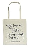 Meine „Heute schaff ich alles!“-Tasche - „live - love - teach“: Fairtrade-zertifizierte Tragetasche aus 100% Bio-Baumwolle mit langen Henk