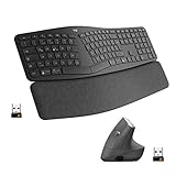 Logitech ERGO K860 kabellose ergonomische Tastatur – geteilte Tastatur, Handballenauflage, natürliches Tippen, schmutzabweisendes Material, Bluetooth und USB-Verbindung, Windows/Mac, DEU QWERTZ - G