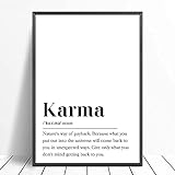 MEDASE Karma Definition Print Happy Wall GemäLde Leinwand Bild Motivierend Geschenk Typografie Buddhismus Poster Gesetz Der Anziehung Bilder Dekor 60x80cm Kein R