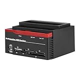SATA IDE HDD Dockingstation, Dual-Bay 2,5'/3,5' SATA & IDE HDD Gehäuse Dockingstation 12V 3A USB2.0 Hub Kartenleser mit LED-Anzeige,US Steck
