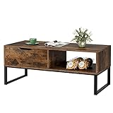 Couchtisch Beistelltisch mit Schublade TV Schrank TV Tisch TV Lowboard TV Möbel Fernsehschrank Fernsehtisch Wohnzimmertisch Sofatisch Kaffeetisch Vintage und Schwarz 106x48x43