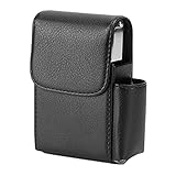 Zigaretten-Organizer mit Litschi-Muster, PU-Leder, Zigarettenbox mit Feuerzeughalter, tragbare Zigarettenbox für Damen und H