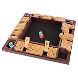 colmanda Holz Brettspiel, 4 Spieler Flop-Spiel Vierseitiges Brettspiel Würfelspiel Board Spielzeug, Holz Tisch Spiel Klassisch für Kinder Family Unterhaltsames Sp