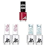 Manhattan Last und Shine Nagellack, Nr.660 Bite My Lip, 1er Pack (1 X 10 ml) + Last und Shine Top Coat, Nr. 001 Clear, 2er Pack (2 X 12 ml) + Nr.001 Clear, 2er Pack (2 X 12 ml)