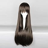 MAOMA Anime Cosplay Perücke,Noragami Iki Hiyori Perücke,Halloween Perücke,Dark Brown Long Straight Hair Anime Cosplay Wig，mit Kostenloser Perückenkappe,für Kostüm Party Alltag Cosplay