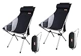 Nice C Ultraleichte High Back Folding Camping-Stuhl, EIN Upgrade mit Removable Kissen, Seitentasche & Tragetasche, Kompakt & Heavy Duty für Im Freien, Camping (2er-Set Schwarz)