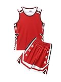 winying Jungen Kurzarm Trikot T-Shirt und Shorts Basketball Anzug Sport Kleidung Set Sommer Sportanzug Trainingsanzug Jogginganzug Rot Ärmellos 5-6 J