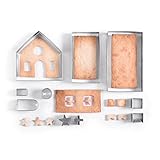 10 teile/satz Lebkuchenhaus Cookie Cutter Set Edelstahl Schokoladenhaus Aussparungen Schneider Kit Keks Mold Fondant Kuchen Dekorieren Werkzeuge für Weihnachten, F