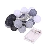 YeahiBaby LED Grau Kugel Lichterketten ohne Batterie Weihnachten Kinderzimmer Deko (Warmweiß)