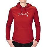 Jimmys Textilfactory Hoodie Just Breathe Entspannung Calm Down Atmen Meditation Ruhe 12 Farben XS-3XL Geduld Zen Achtsamkeit Selbstliebe Yoga Ayurveda, Farbe:rot - Logo Weiss, Größe:2XL