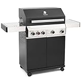 TAINO BLACK 4+1 Gasgrill 4 Brenner mit Seitenbrenner und Keramik Sear-Burner Seitenkocher Matt Schw