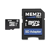 Memzi Pro Micro-SDHC-Speicherkarte für Huawei-Handys der Serie P oder Y (32 GB, Klasse 10, 90 MB/s, mit SD-Adapter)