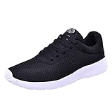 BIBOKAOKE Männer und Frauen Laufschuhe Atmungsaktiv Turnschuhe Schnürer Sportschuhe Sneaker für Herren Damen Fitness Running Sneaker Leichtgewichts Wanderschuhe Walkingschuhe (Schwarz, 43)