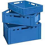 Set Fleischkiste E1 E2 E3 Fleischkisten Blau Kisten Eurobox Lebensmittelecht Metzgerkiste Box Aufbewahrungsbox Kunststoff Wanne Plastik Stapelbar Kingpow