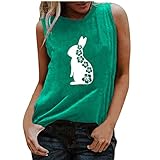 Happy Easter Ostern Weste Damen Osterhasen Druck Tanktops Basic Shirt Bequeme Tunika Bluse Laufshirt Tshirt Ärmellose Rundhals Sommertops Sportweste 2022 Lustig Festival T S