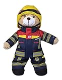 Simba 108101001 - Feuerwehr Plüschbär Rosenbauer, kuschelweich, 30cm, im Feuerwehranzug, für Kinder ab den ersten Lebensmonaten geeig