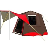 Automatisches 3-4 Personen Zelt mit Veranda, Camping, Pop-Up-Zelt mit 2 Türen und 2 Fenstern, Familienzelt für Camping, Outdoor, Wandern, einfach aufzubauen (Farbe: Rot, Größe: 3)