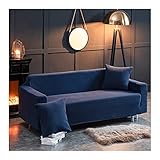 Daesar Überwürfe Sofabezug Wasserdicht, Couchbezug Stretch Eckcouch Polyester Modern Navy Blau Sofa Überzug Ecksofa 3 Sitzer 235-300