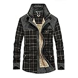 AXIU Herren Kariert Thermohemd Flanellhemd Winterjacke Fleecefutter schützendem Innenfutter Holzfällerhemd Arbeitshemd Reversjacke Hemd Winter Thermohemd Hemdjacke Winterjacke M