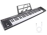 Tastatur Klavier 61 Tasten Digital Piano Elektronisches Klavier Professionelle -Tragbare Keyboard mit Notenständer, 200 Töne, 200 Rhythmen, 60 Demos, Jungen und Mädchen Geschenk(Schwarz)