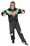 Foxxeo 80er Jahre Kostüm für Erwachsene Premium 80s Trainingsanzug Assianzug Assi - Herren Größe S-XXXXL - Fasching Karneval Anzug, Farbe Schwarz-grün-pink, Größe: XL