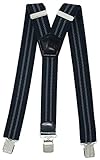 Xeira Hochwertige Hosenträger für Herren und Damen Extra Stark in UNI & Gestreiften Design mit 3 XL ADLER Clips 4cm Breit (Schwarz/Grau)