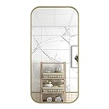 liu Wandspiegel Wandspiegel Große Rechteck-Make-up-Spiegel Bruchsichere Metallrahmen-wandmontage-badezimmerspiegel Für Wohnzimmer-Schlafzimmer-Flur, Gold Typ einfügen(Size:50×70CM)