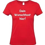 Shirt-Panda Damen T-Shirt mit Wunschtext Wunschdruck · Brust und oder Rücken Druck Personalisiert Personalisierbar Sprüche Anpassen Women Wunschname Frauen Rot S