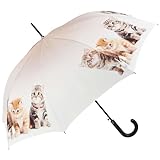VON LILIENFELD Regenschirm Katzentrio Auf-Automatik Kätzchen Stabil Damen Kinderschirm Stock