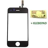 Genieforce® Touchscreen Glas Digitizer SCHWARZ für iPhone 3GS A1325 A1303, mit Original LVA Flexkabel - inkl. 3M doppelseitigen Klebestreifen - SCHWARZ