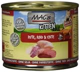 MAC's Katzenfutter getreidefrei Kitten Pute, Rind, Ente, 6er Pack (6 x 200 g)