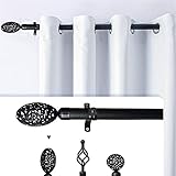 Gardinenstangen Set, 80cm bis 150cm Verstellbare Schwarze Fenster Gardinenstange mit Halterungen komplettes Zubehör Set für Ösenvorhänge Vorhangstang