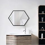 WMDHH Runder Spiegel Metallrahmen Schminkspiegel Gold 60 cm Wandbehang Spiegel Schlafzimmer Badezimmer Wohnzimmer Eingang Große Hexag