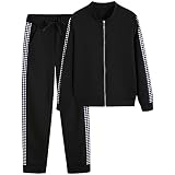 Wangdydy Damen Jogginganzug Trainingsanzug Sportanzug Sweatshirt Lange Ärmel Pullover Top + Lange Hose Sportswear 2 Stück Bekleidung