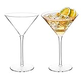 MICHLEY Unzerbrechliche Cocktailgläser Tritan-Kunststoff Cocktail-Glas mit Stiel, Martini, Margarita, Mojito, 260ml, 2er S