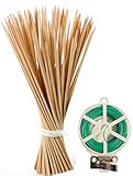 Novatool 100x Splittstäbe 50 cm x 5 mm und Bindedraht I Natur I Pflanzstäbe Rankhilfe Bambus Stab Bambusstäbe Bambusstange Pflanzen Stü