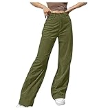 ABsolute Damen Cordhose Y2K Style Vintage Hose High Waist Harajuku Pants Straight Freizeithose E-Girl Schlagjeans Einfarbige Stretchhose mit Geradem B