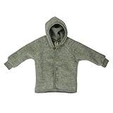 Engel Baby Jacke mit Kapuze Wollfleece, Hellgrau Melange, 86/92