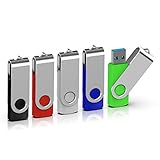 TOPESEL 5 Stück USB-Stick 32GB Memory Sticks USB 3.0 Speicherstick USB-Flash-Laufwerk Flash Drive 360° Drehbar Design mit Metalldeckel Bunt Schwarz, Silber, Blau, Grün, R