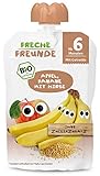 Freche Freunde Bio Beikost-Quetschie Apfel, Banane mit Hirse, Babynahrung ab dem 6. Monat, glutenfrei & vegan, 6er Pack (6 x 100g)