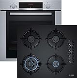 Bosch Backofen-Set mit Gas-Kochfeld Glas 60cm autarkes Herd-S