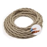 Textilkabel für Lampe, Stoffkabel Stromkabel 10M 2-adrig 0,75mm² Leinen Lampenkabel Kabel Draht Textilummanteltes Elektrokab