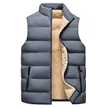 QWEZXCMI Sherpa gesäumte Weste für Männer 2022 Winter warm Herrenmantel hinunter Baumwolle Sleeveless Jacket Weste,Grau,10XL