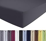 ENTSPANNO Jersey-Luxus-Topper-Spannbettlaken für Wasser- und Boxspringbetten-Topper in Dunkel-Grau Anthrazit aus Baumwolle mit Einlaufschutz, 180 x 200 | 200 x 200 | 200 x 220 cm 7 bis 10 cm Steghö