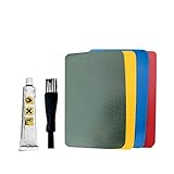 Exuberanter Reparaturflicken, Kleber-Set, wasserdicht, robust, Reparaturflicken, Kleber-Set für aufblasbare Boote, Kajak, Schwimmbäder (4 Patches + 130 ml Kleber + 1 Bürste) – zufällige Farb